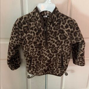 GAP 4t Leopard Print 1/2zip fleece pullover